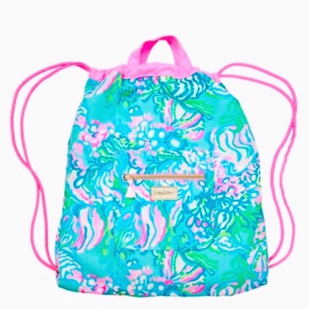 Lilly Pulitzer Blue Ibiza Drawstring Back Pack